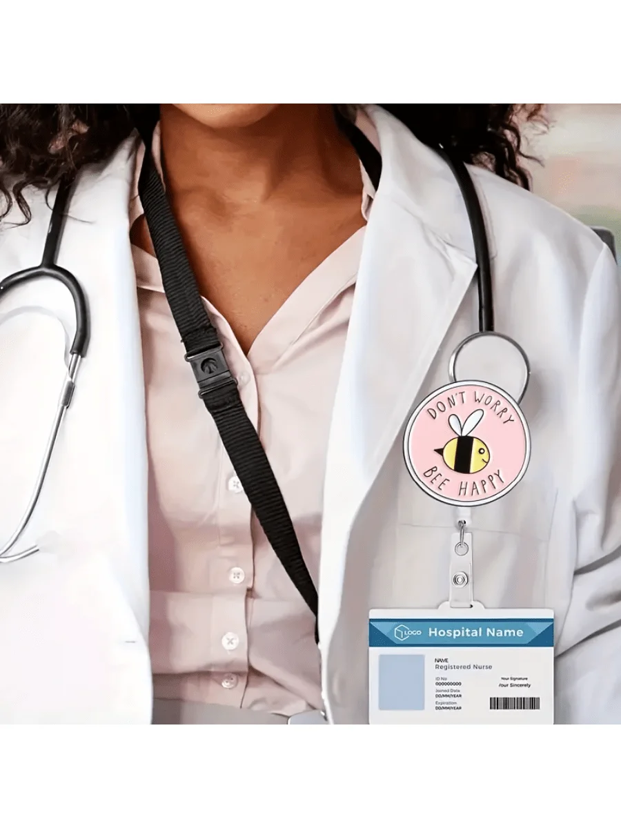 [مسطح [قطعة واحدة من بكرة شارة قابلة للسحب بنمط لطيف مع مشبك معدني، مستلزمات للممرضات/الطلاب/المكتب #4