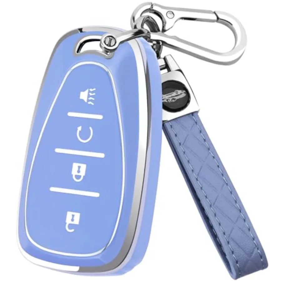 

for Chevy Key Fob Cover with Keychain, Soft TPU Key Case Shell Full Protection for Chevy Equinox Sonic Spark Traverse Trailblaz