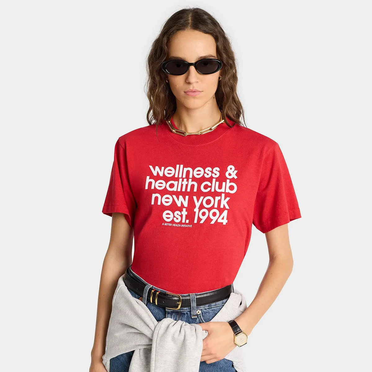 American Vintage Style Health Club Letters Printing Red T Shirts Women Short Sleeve Cotton Casual Tops Tees 90's Fashion Shirts