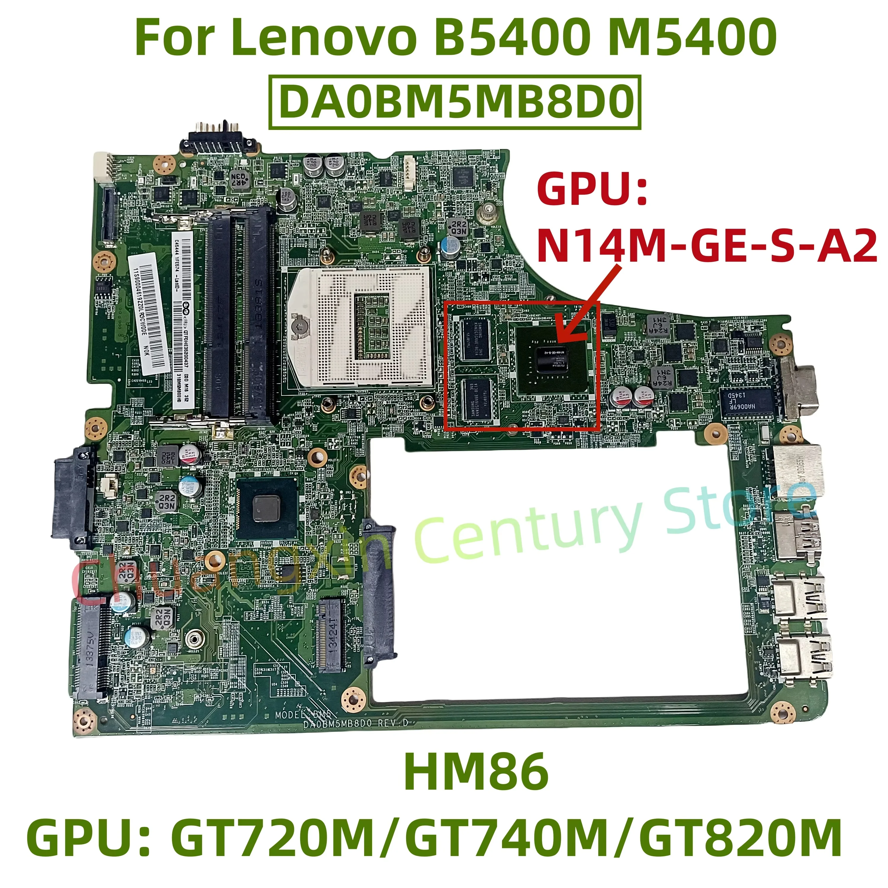 DA0BM5MB8D0 motherboard suitable for Lenovo B5400 M5400 laptop with HM86 GPU: GT720M/GT740M/GT820M 100% test ok shipment