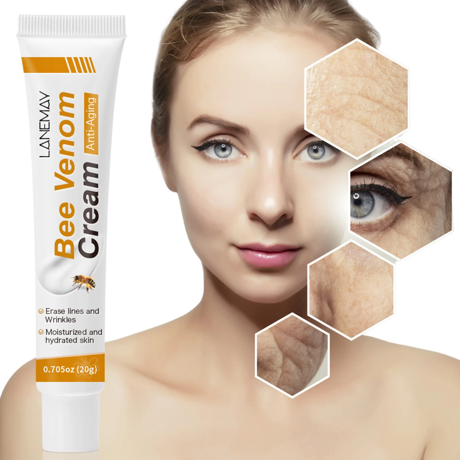 

10pcs Bee Venom Wrinkle Remover Face Cream Firming Lift Anti Aging Fade Fine Lines Moisturize Brighten Repair Korean Cosmetics