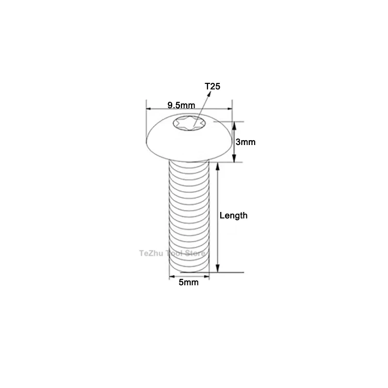 1Pcs TC4 Titanium Bolt Torx Screw M5x25mm Half Round Mountain Cycling Bike Disc Rotor Bottle Cage Screws