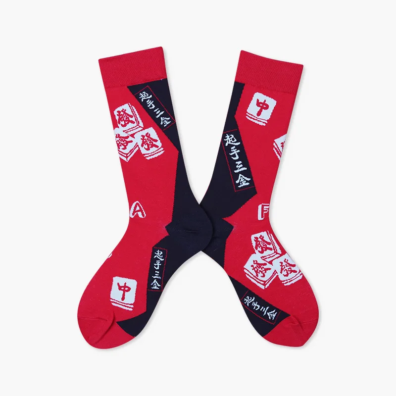 Autumn and winter new style mahjong socks women couple mahjong socks red socks cotton socks long sock