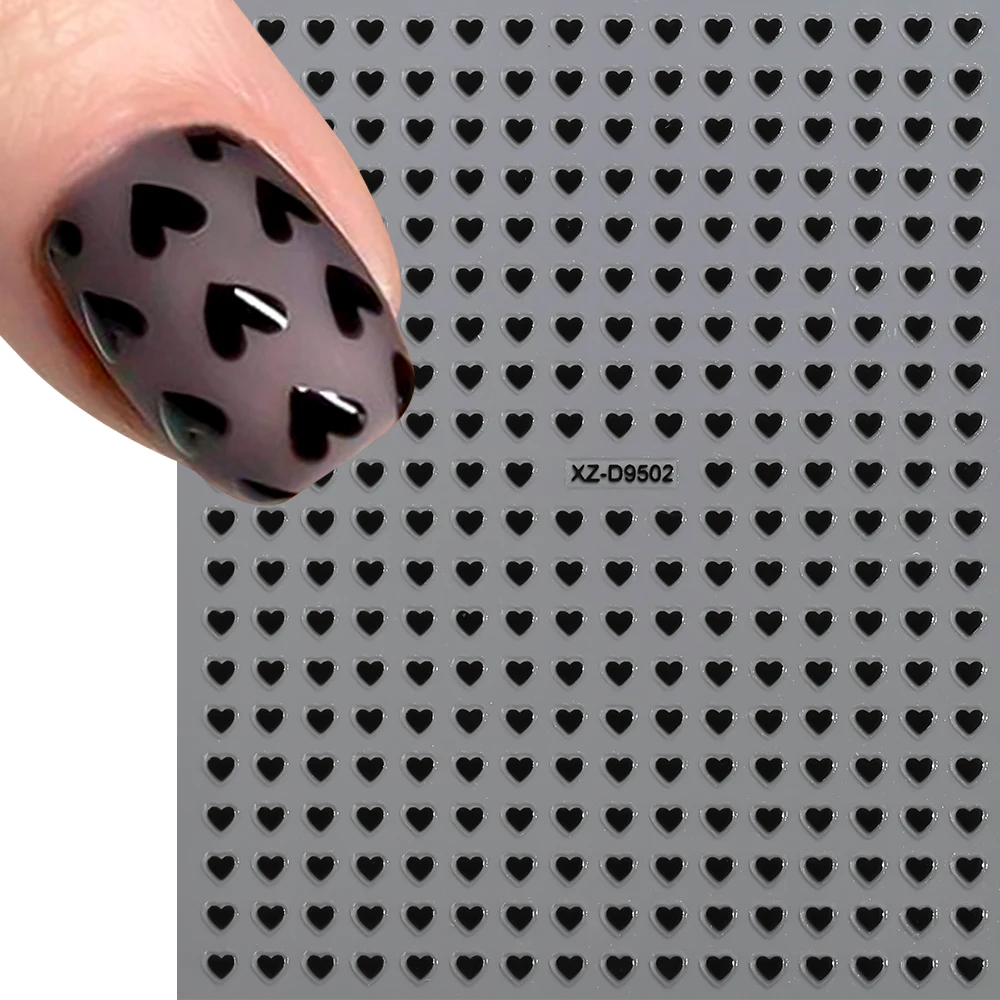 8pcs 3D 2mm Hearts Nail Stickers 8-Color Little Dot Love Heart Nail Decals Self-Adhesive Slider Valentine Manicure Decorations