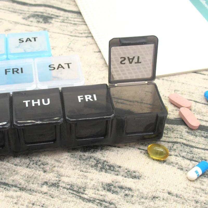 7 Days Pill Medicine Box Portable Travel Pills Case Weekly Vitamins Tablets Storage Organizer Large Fish Oils Splitter Container