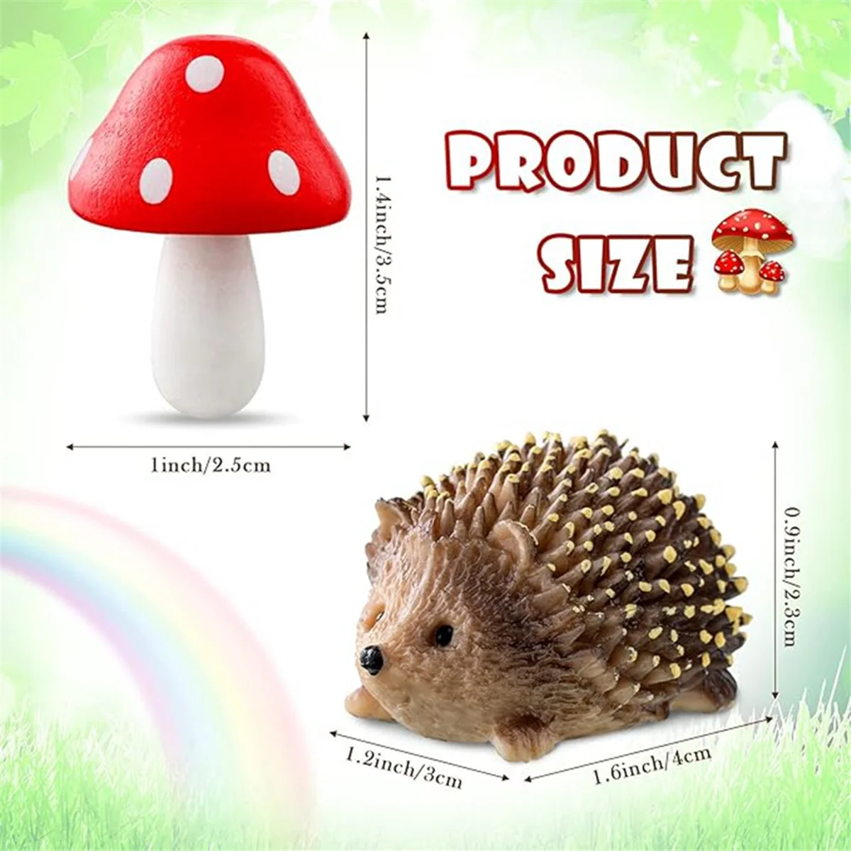 New Garden Fairy Accessories Resin Hedgehogs and Wood Mushroom Miniature Decorations for Bonsai Craft