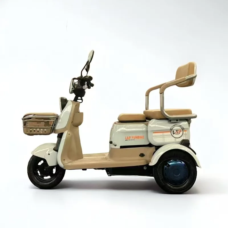 

3-колесный электрический пассажирский трехколесный велосипед для взрослых, мобильный скутер, электронный велосипед с заднем сиденьем и спинкой