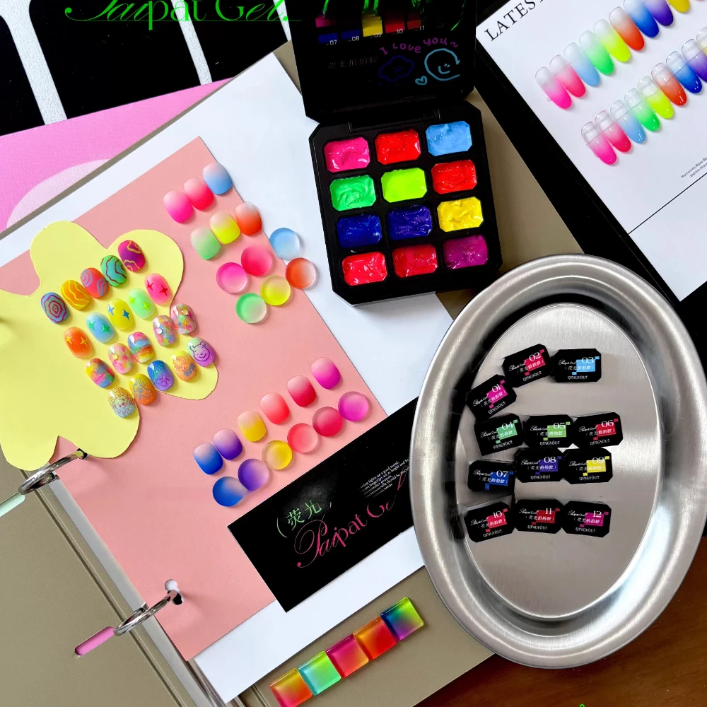 

12Grids Summer Dopamine Colors Patting Painting Gel Nail Polish UV/LED Soak Off Gel Varnishes Gradient Effect Pat Gel Lacquer