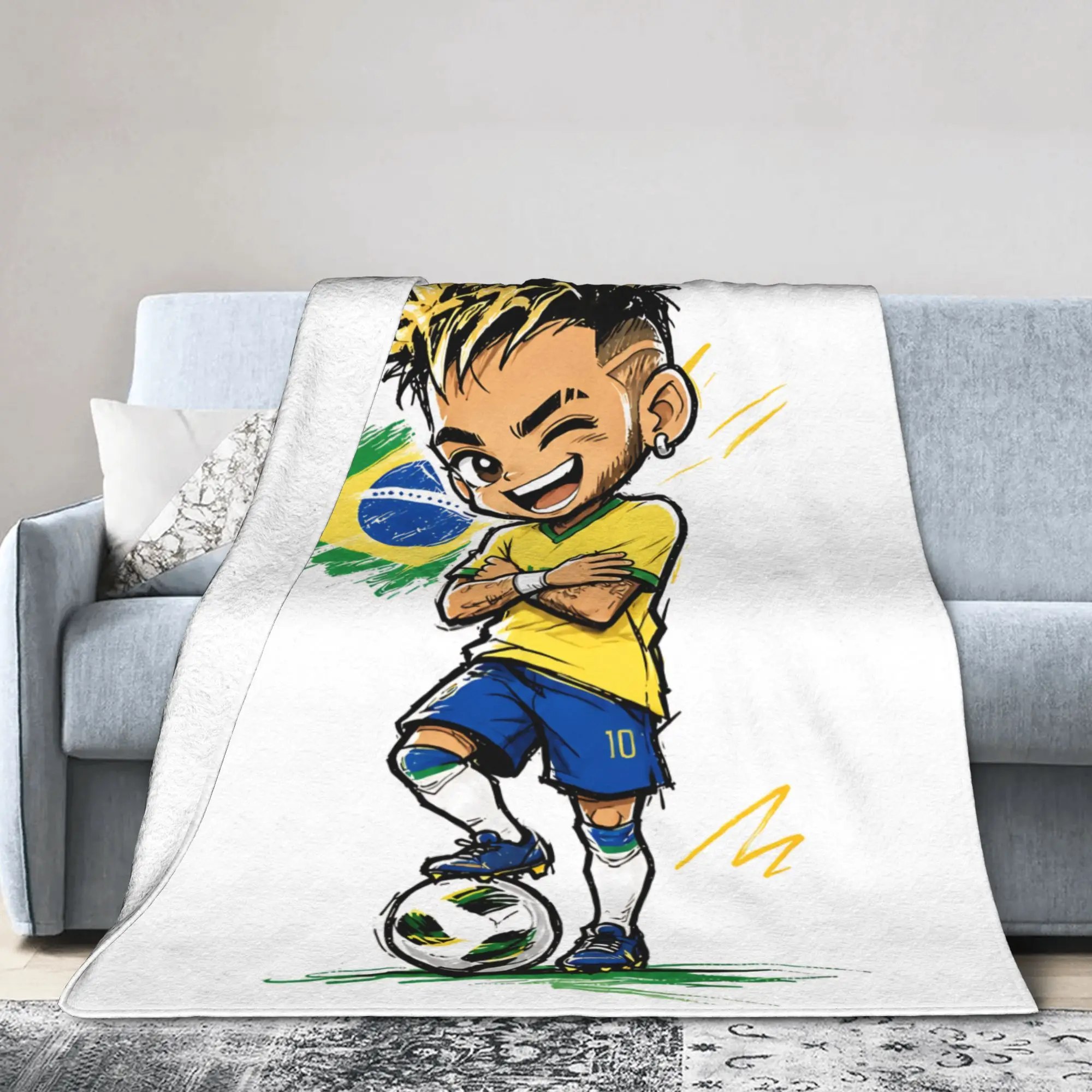 Brazil Soccer Football Stars Brazilian Blankets   Fleece Throw Blankets Bed Sofa Personalised Soft Warm Bedspreads
