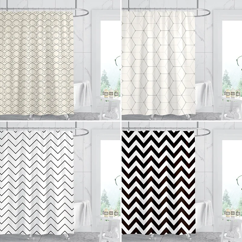 

Креативная простая занавеска для душа с цифровым принтом, водонепроницаемая полиэстеровая занавеска для ванной комнаты