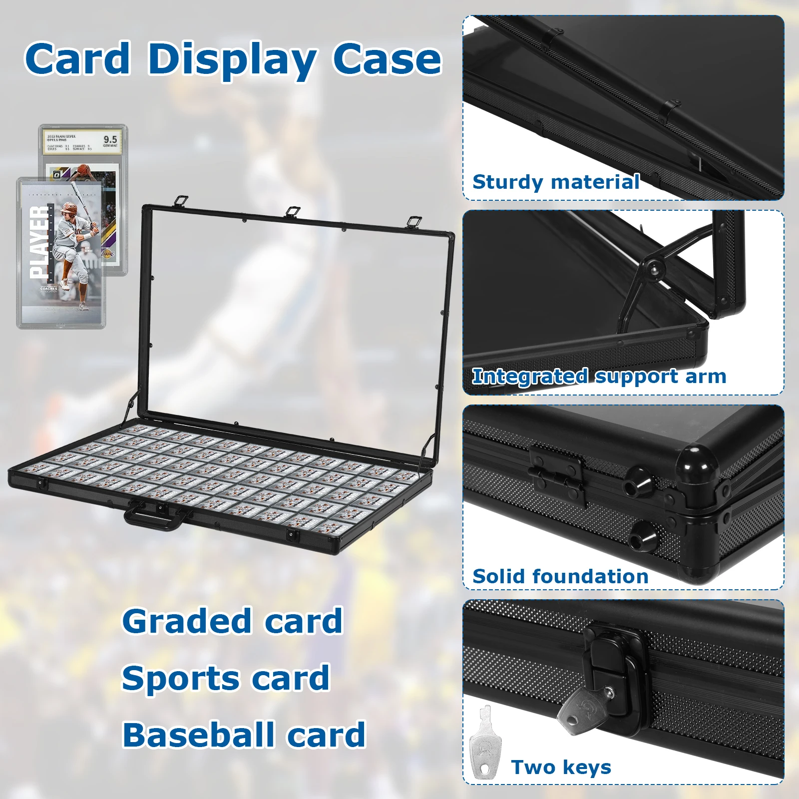 

24x20/33x22 In Clear Acrylic Showcase Large Aluminum Tabletop Showcase Lockable with Handle Suitable for TCG/Jewelry Collection