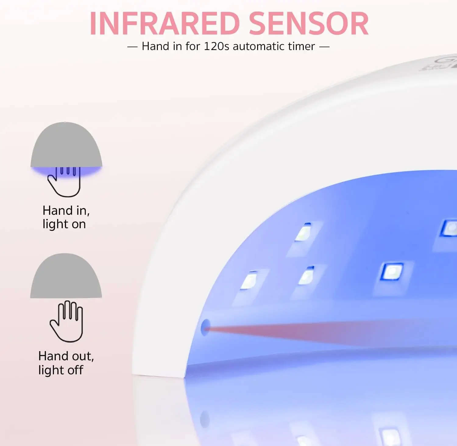 مصباح أظافر LED بالأشعة فوق البنفسجية، ضوء بالأشعة فوق البنفسجية مع شاشة LCD، مجفف أظافر احترافي مع مستشعر تلقائي، 4 مؤقتات ووضع حساس #4