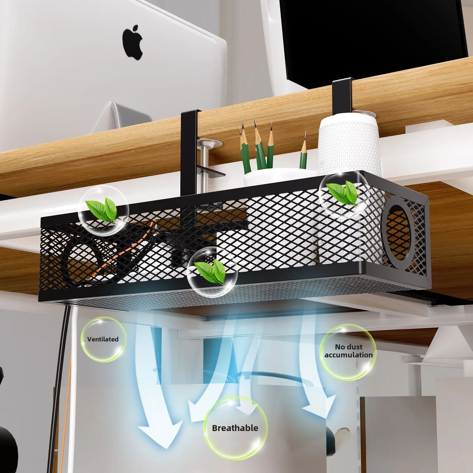 Under Table Cable Organizer Under Desk Cable Tray Wire Organizer No Trace Widened Design Protection Tray for Various Tables