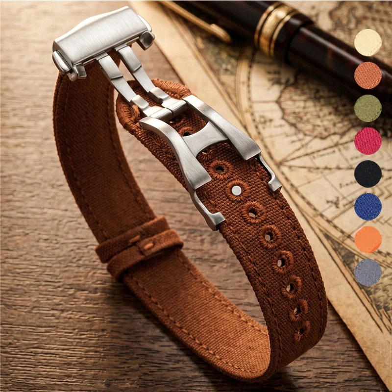 

Woven Nylon Strap 18/20/22mm for Omega for Tudor Folding Buckle Premium Canvas Men Military Sport Replace Bracelet Watch Band