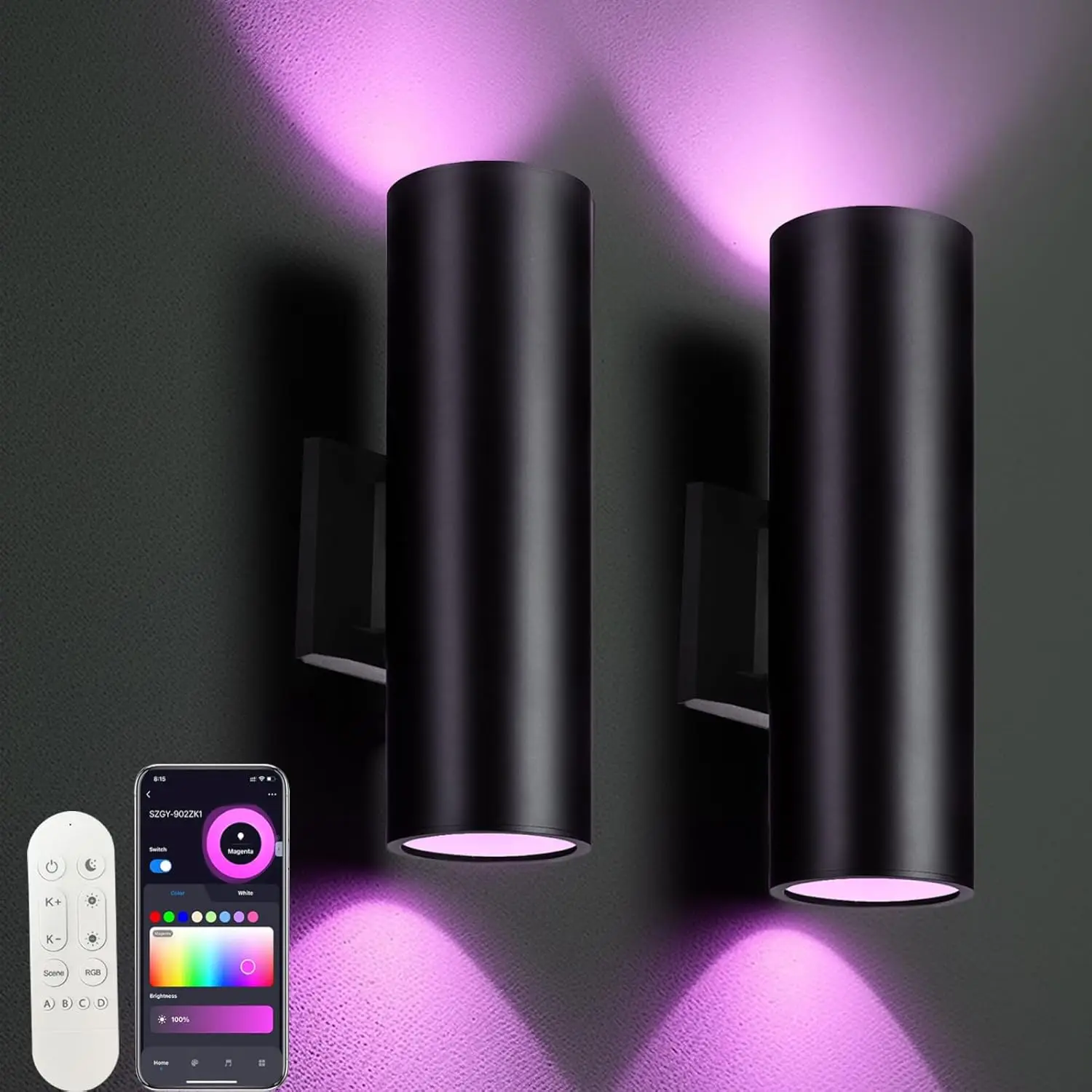 

Outdoor Wall Light Modern Up and Down LED RGB+CCT APP Remote Control Lamp IP65 Waterproof Wall Sconce For Garden Lighting