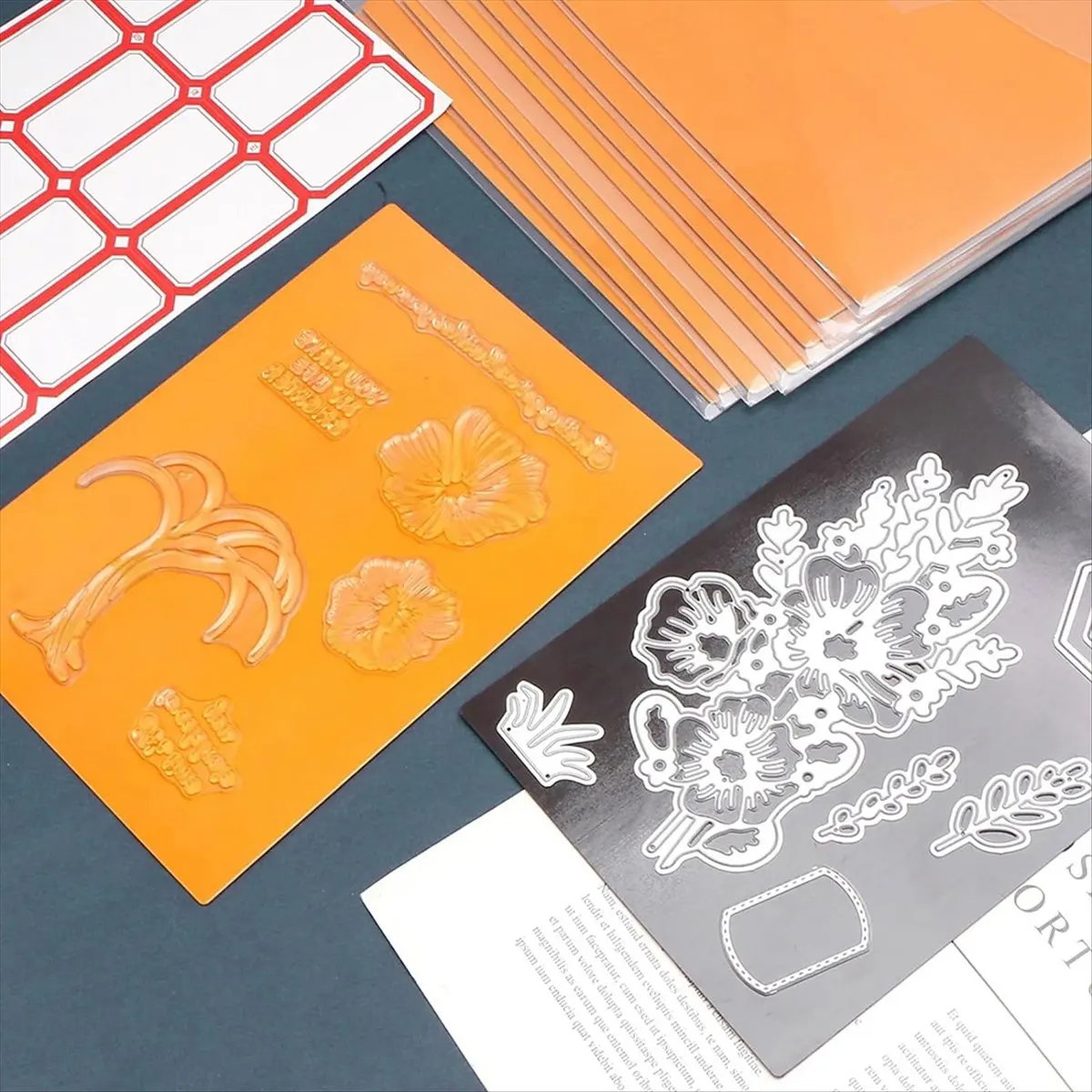 

*CLOS 8 PCS Stamp and Die Storage Bag and Magnetic Sheet - Die Storage Set for Cutting,Scrapbooking,Storing Craft Dies,Orange