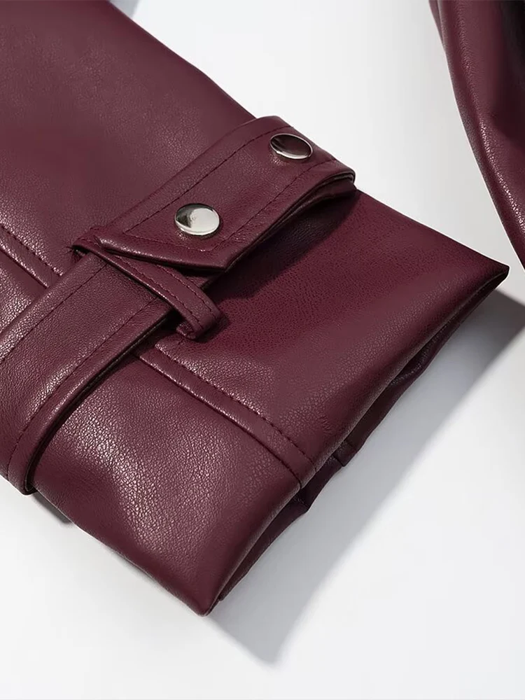 New European-style women's fashion: a versatile and stylish long leather coat with a flattering, figure-slimming design.