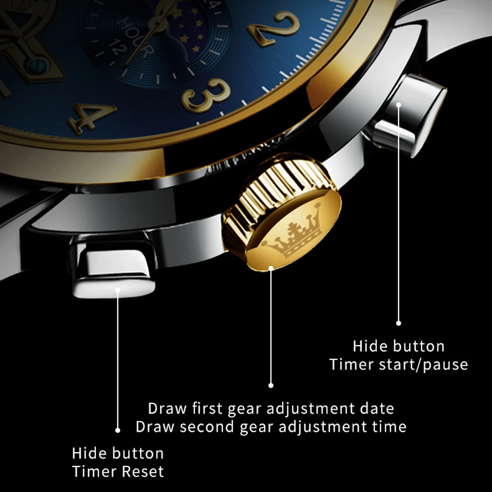 OLEVS Fashion Business orologi da polso da uomo orologio blu orologio da uomo in acciaio inossidabile impermeabile calendario orologi al quarzo Reloj Hombre