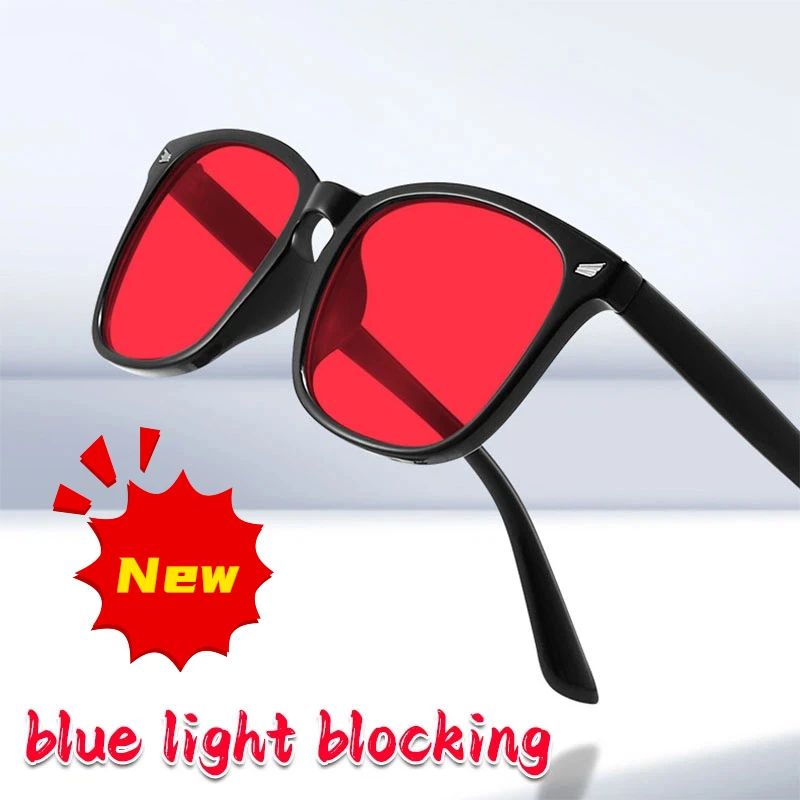 Trendige Anti-Blaulicht-Brille für Damen und Herren, besserer Schlaf, rote Linse, Filterbrille, Anti-UV-Brille mit getönten orangefarbenen Gläsern