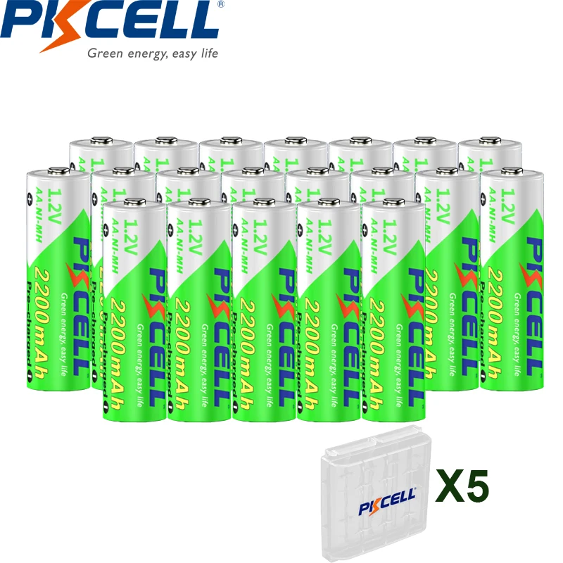 

20PC 1.2V NIMH 2A AA Pre-charged LSD Batteries AA 2200mAh Rechargeable Battery and 5PC Battery box for clock,toys,wireless mouse