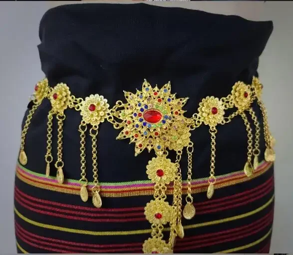 Thai Girdle Vintage Court Ornament Belt Women Gold Colour Dance