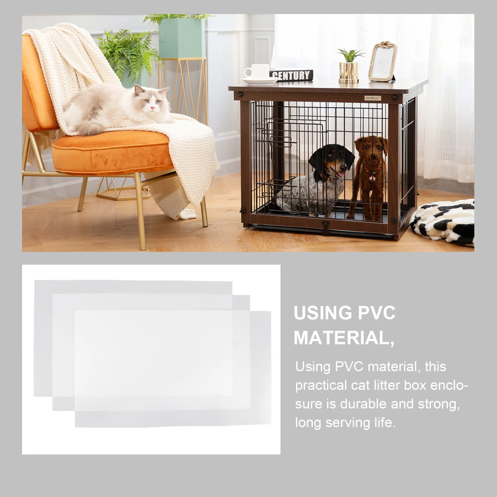 

1Set Cat Litter Box Enclosure Splash Guard PVC Anti-Splashing Shield Protector for Home Cat Toilet Supplies Pet Litter Pan