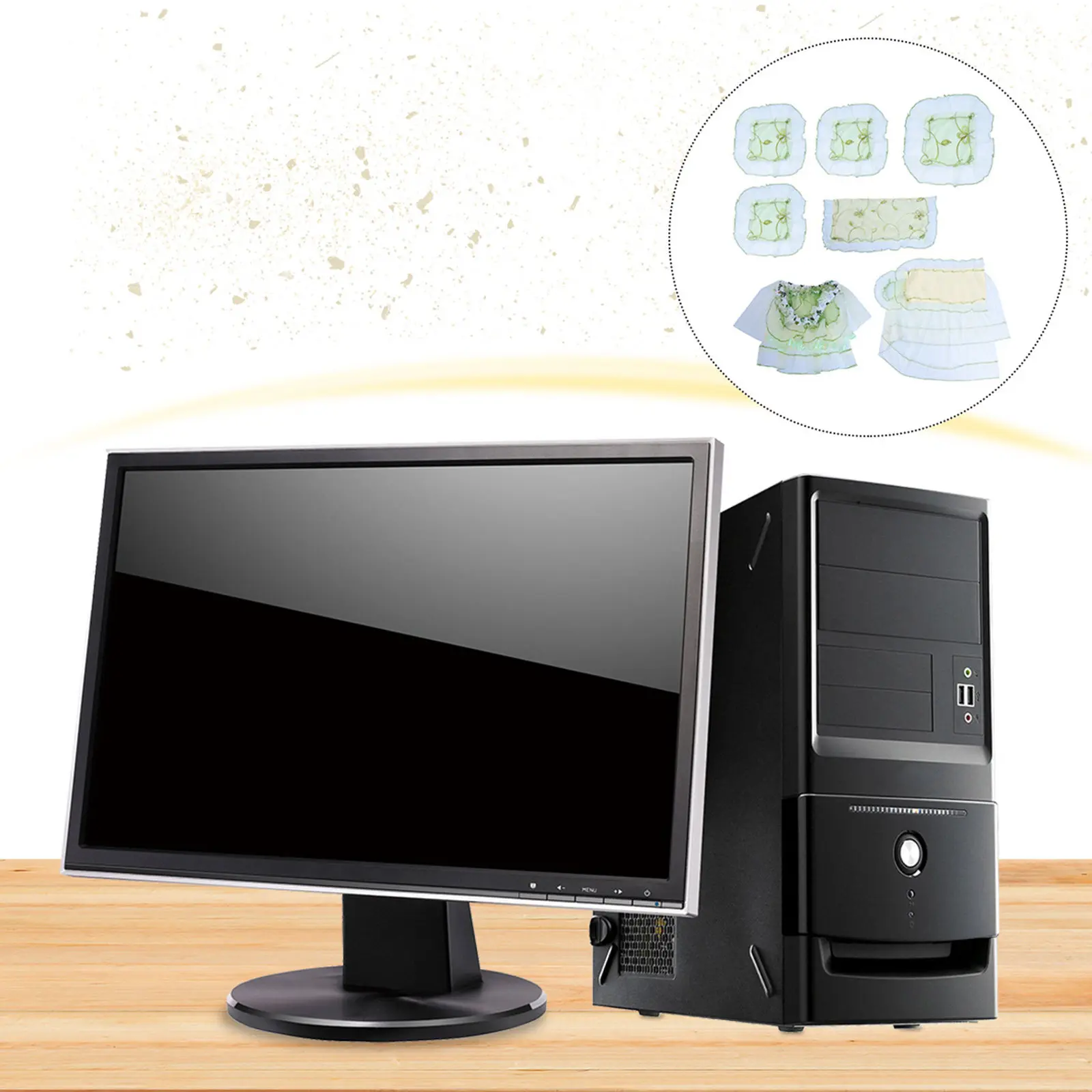 

7Pcs Butterflies Cover Set Polyester Material Dustproof Monitor Cover for Home and Office Computer Covers