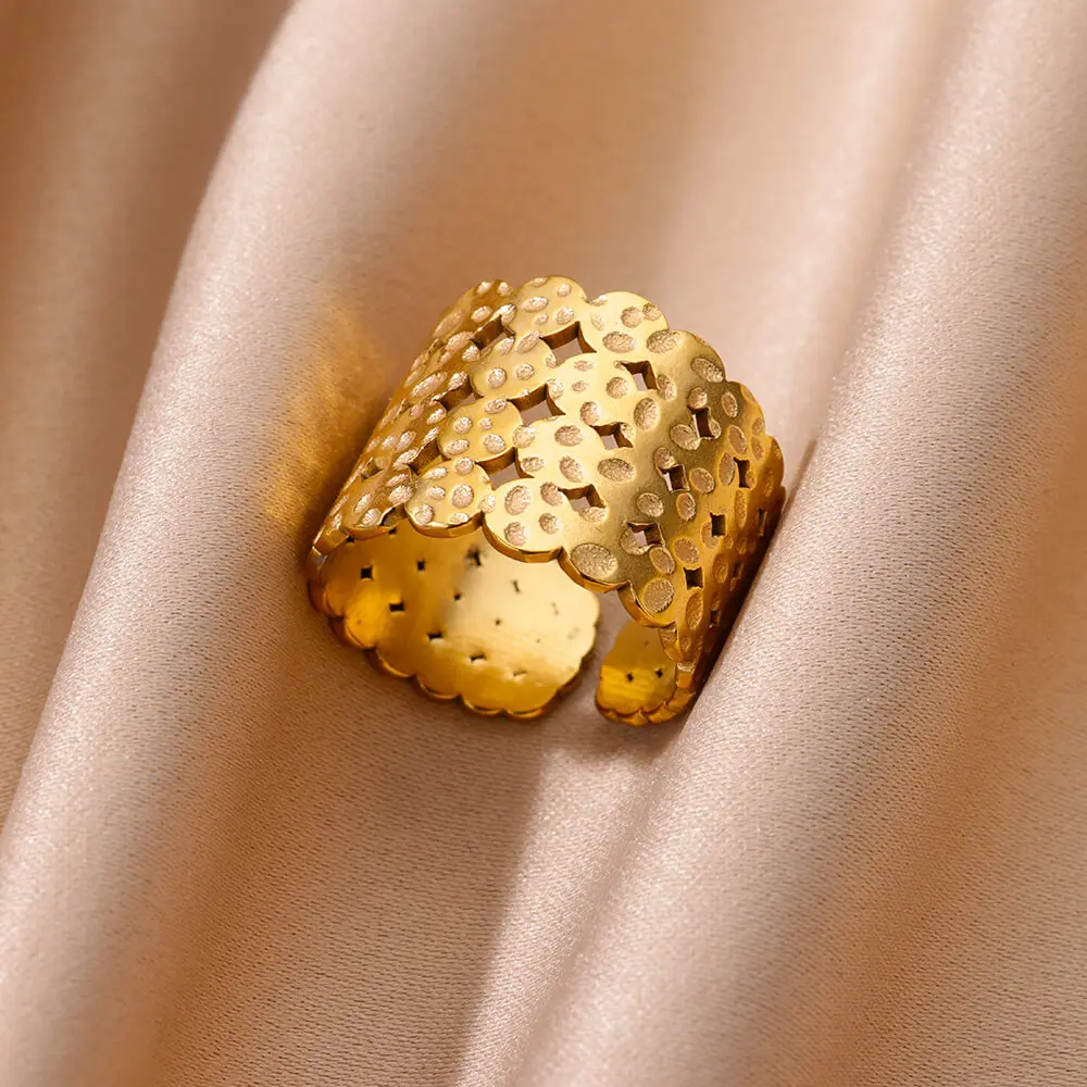 Fashion Gold Color Opening Ring For Women Men Chunky Wide Ring Hip Hop Punk Finger Rings Simple Boho Jewelry