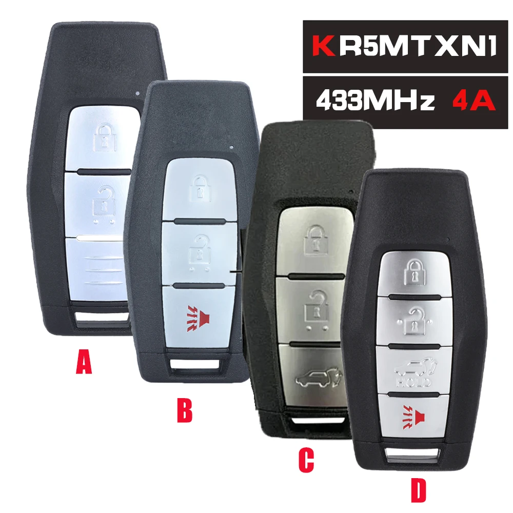 

KEYECU KR5MTXN1 433MHz 4A Chip Smart Remote Control Car Key Fob 2/ 3 /4 Buttons for Mitsubishi Outlander 2021 2022 2023