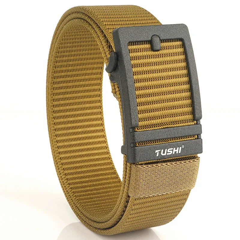 New breathable casual versatile multi-color belt men's nylon toothless metal automatic buckle work pants waistband
