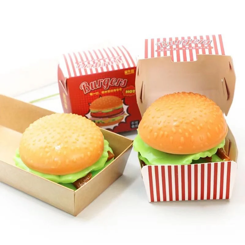 Simulation Burger Stress Relief Toy Stress Ball 3D Squishy Hamburger TPR Decompression Squeeze Ball Sensory Gifts Party
