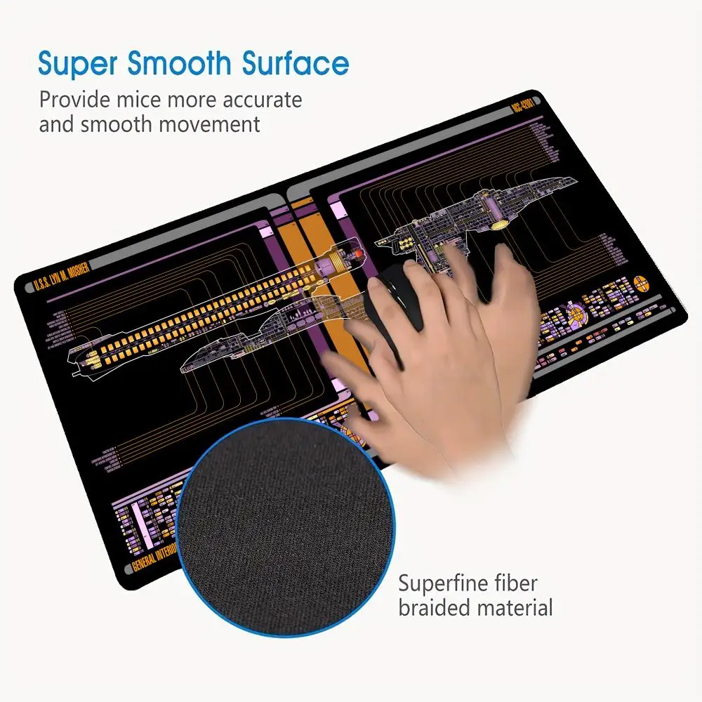 Star Trek Series Large Gaming Mouse Pad Non-Slip Rubber Base Locked Edge Thickened Office and Home Computer Laptop Desk Pads