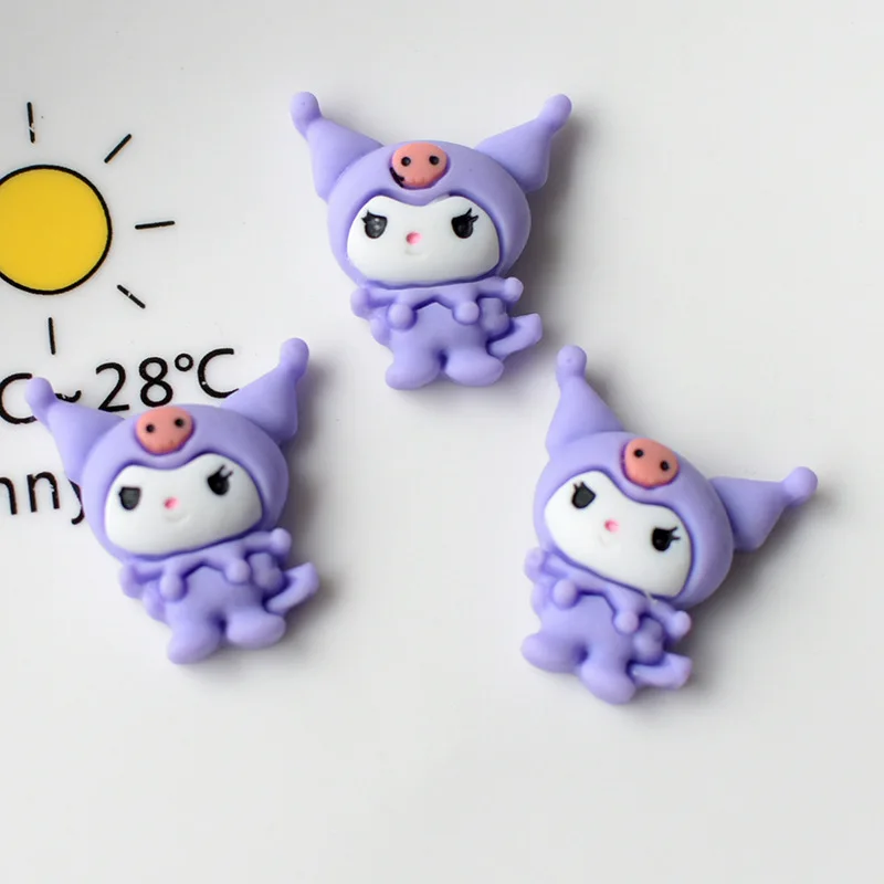 2/5pcs cute sanrio kuromi cartoon resin flatback diy kawaii resin accessories crafts materials scrapbooking embellishment