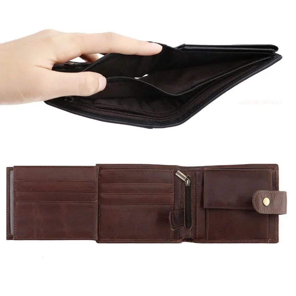 Men's Wallet Rfid Vintage Genuine Leather Wallets for Men Credit Card Holder Purse Money Bag Wallet Man