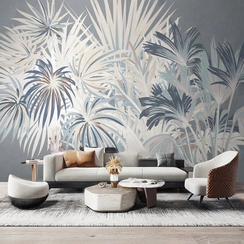 

MU8872 Nordic minimalist tropical plant forest, vintage TV sofa living room background wall