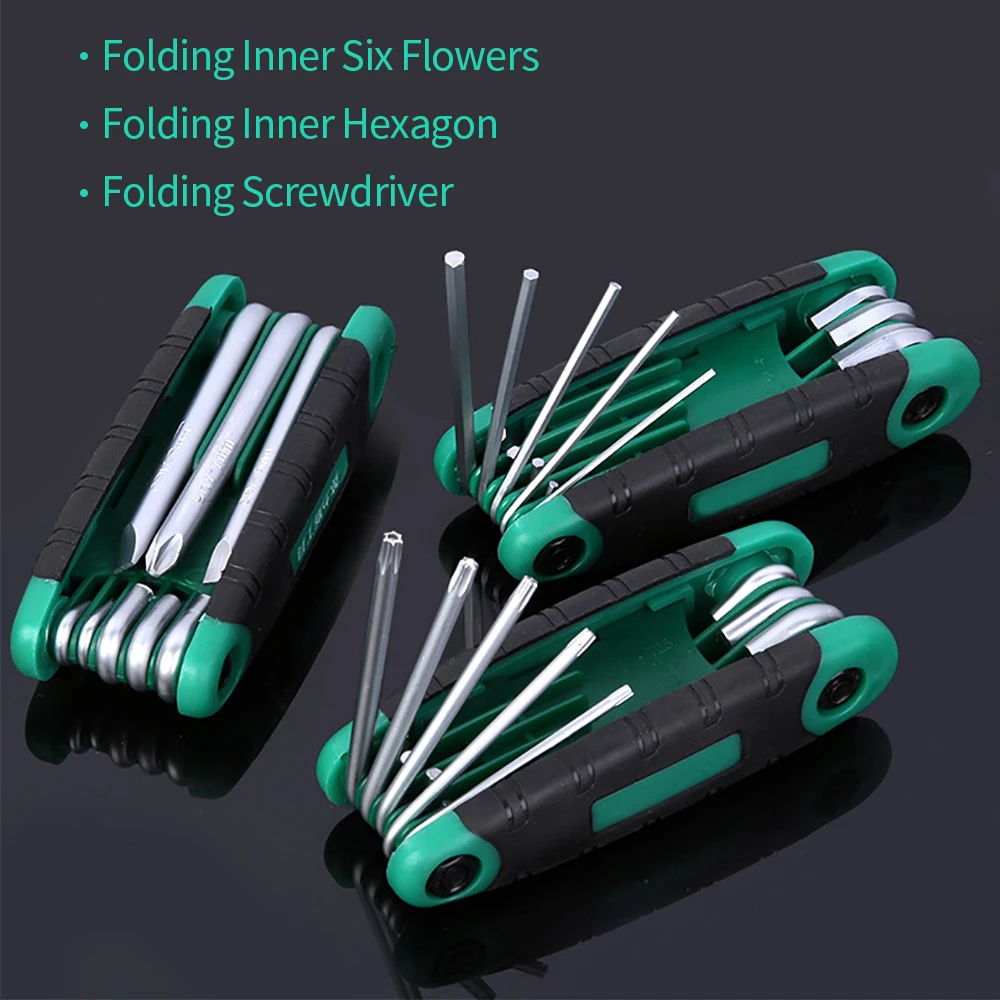 Juego de llaves Allen plegables 8 en 1, juego de llaves Allen métricas, herramienta o juego de llaves Torx plegables a prueba de manipulaciones, Kit de llave de estrella portátil