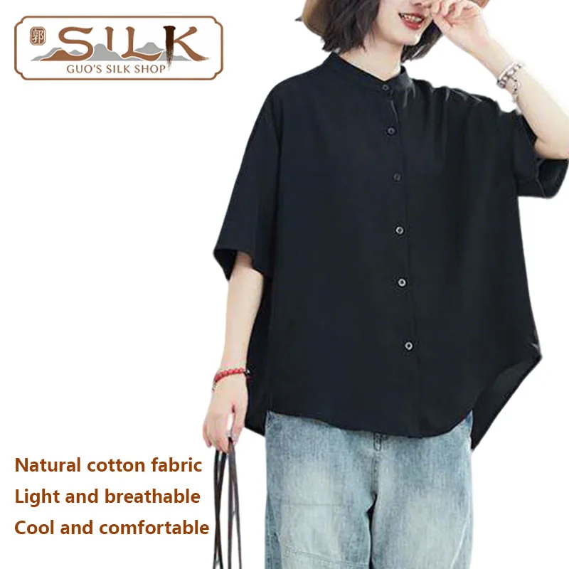 

Хлопково-шелковая женская футболка с коротким рукавом: летний повседневный топ, домашняя одежда, ночная сорочка – прохладная, комфортная, впитывающая пот