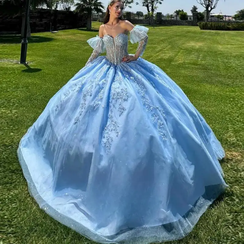 Charming Sweetheart Quinceanera Dress Appliques Cathedral Train Lace up Illusion Vestidos De 15 Anos Made To Order