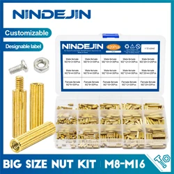 NINDEJIN 420/440Pcs Knurled Round Brass Standoff Spacer Kit M2 Male-Female Round Motherboard Pcb Standoff with Screws Nuts Set