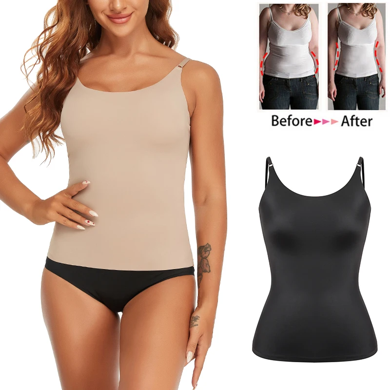 Summer Seamless Shapewear Tops Women Tummy Control Smooth Body Shaper Camisole Nude Black Tank Top Slim Belly Compression Vest