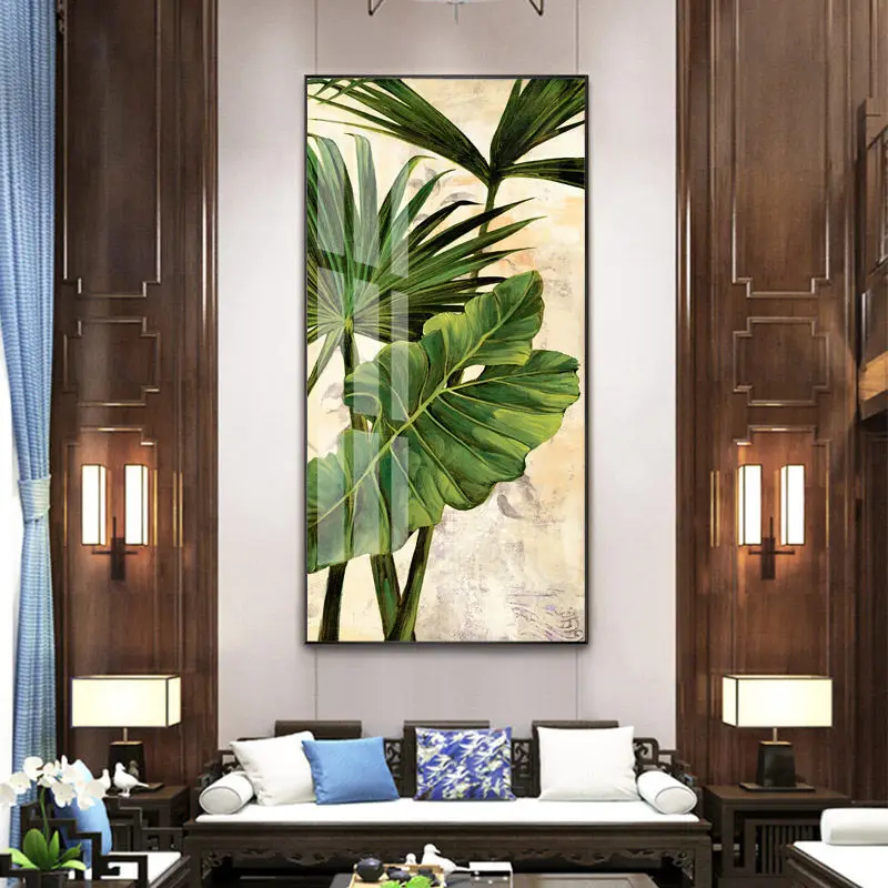 

Tropical Banana Leaf Canvas Poster Southeast Asian Style Plant Painting Nature Green Palm Art Wall Decor Living Room Entryway