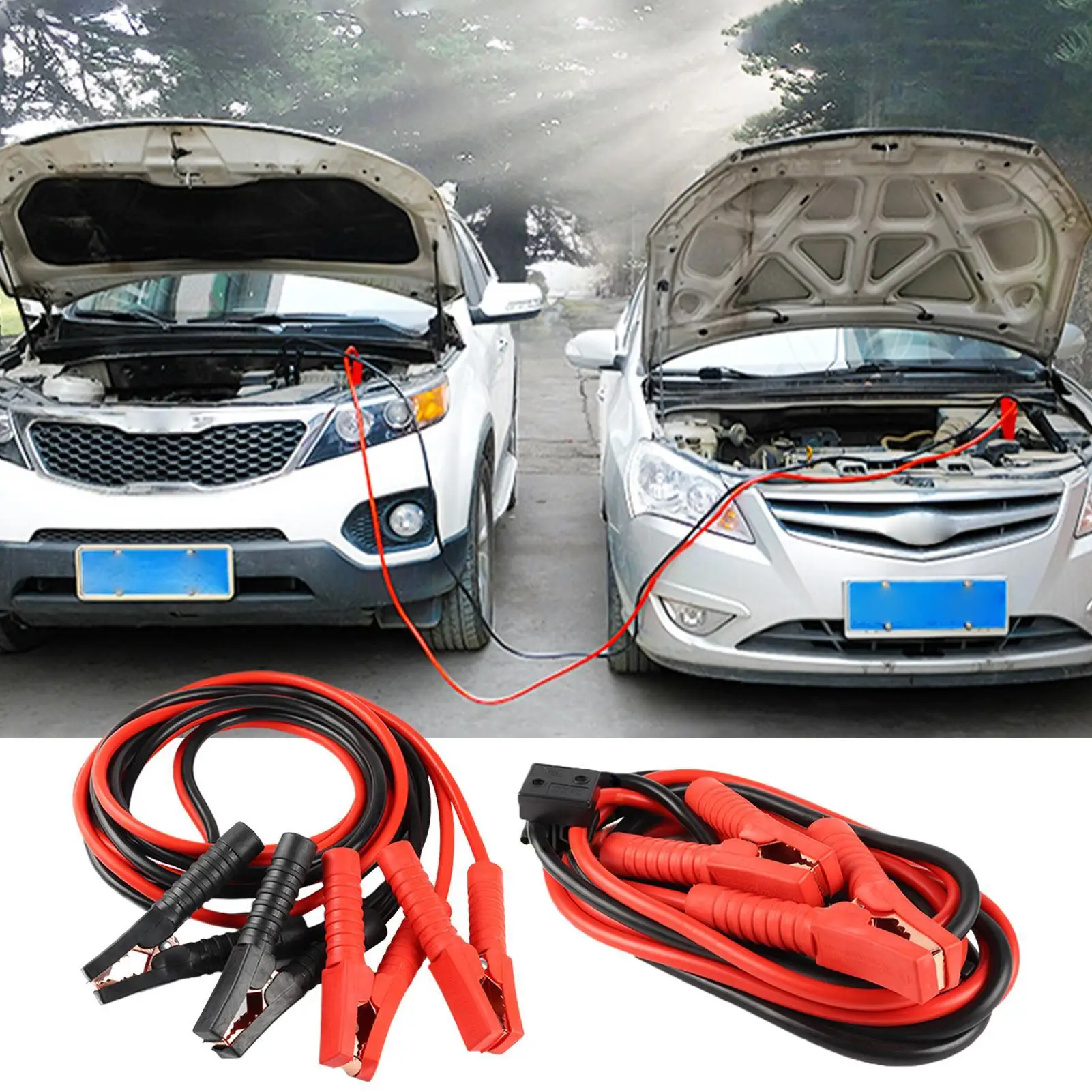 Car Battery Jump Starter 2000A Portable Heavy Duty Jumper Cables With Adapter For Motorcycle ATV Car Mower Trailer Powersports