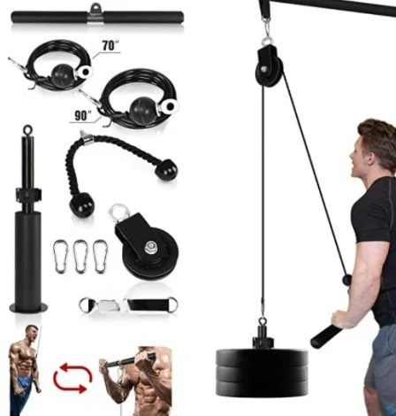 Pulley rope homemade household high pull down arm force triceps thick and thin rod
