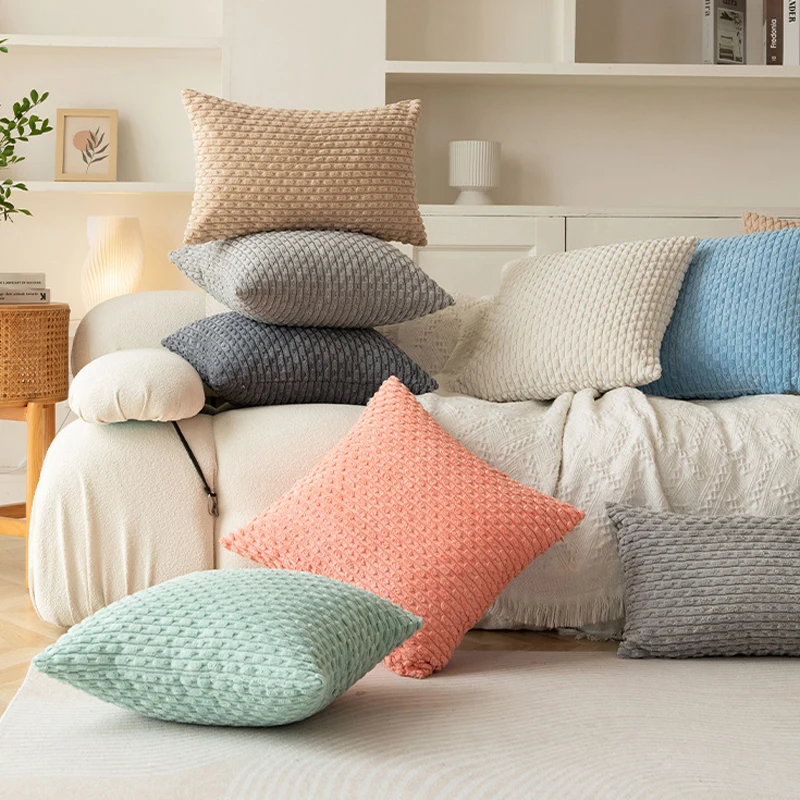 

Corduroy Chain Pattern Cushion Cover 30x50/40/45/50cm Soft Comfortable Fluffy Pillow Case For Living Room Couch Home Decor