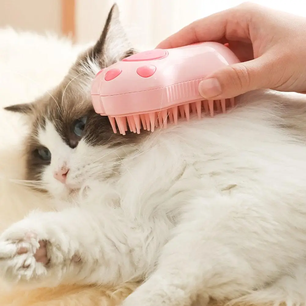 Cat Steam Brush Cat Dog Grooming Comb Pet Electric Spray Massage Comb 3 In1 Cats Hair Brush Usb Charging Hair Removal Comb