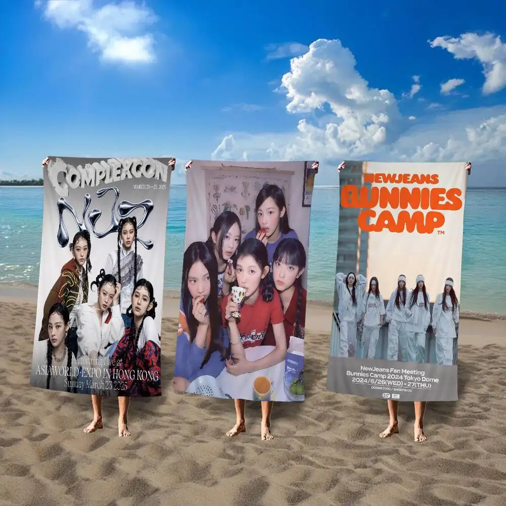 

Корейское полотенце Kpop N-Newjeans, пляжное полотенце из микрофибры, впитывающее быстросохнущее мягкое полотенце для йоги, плавания, курортное полотенце для альпинизма