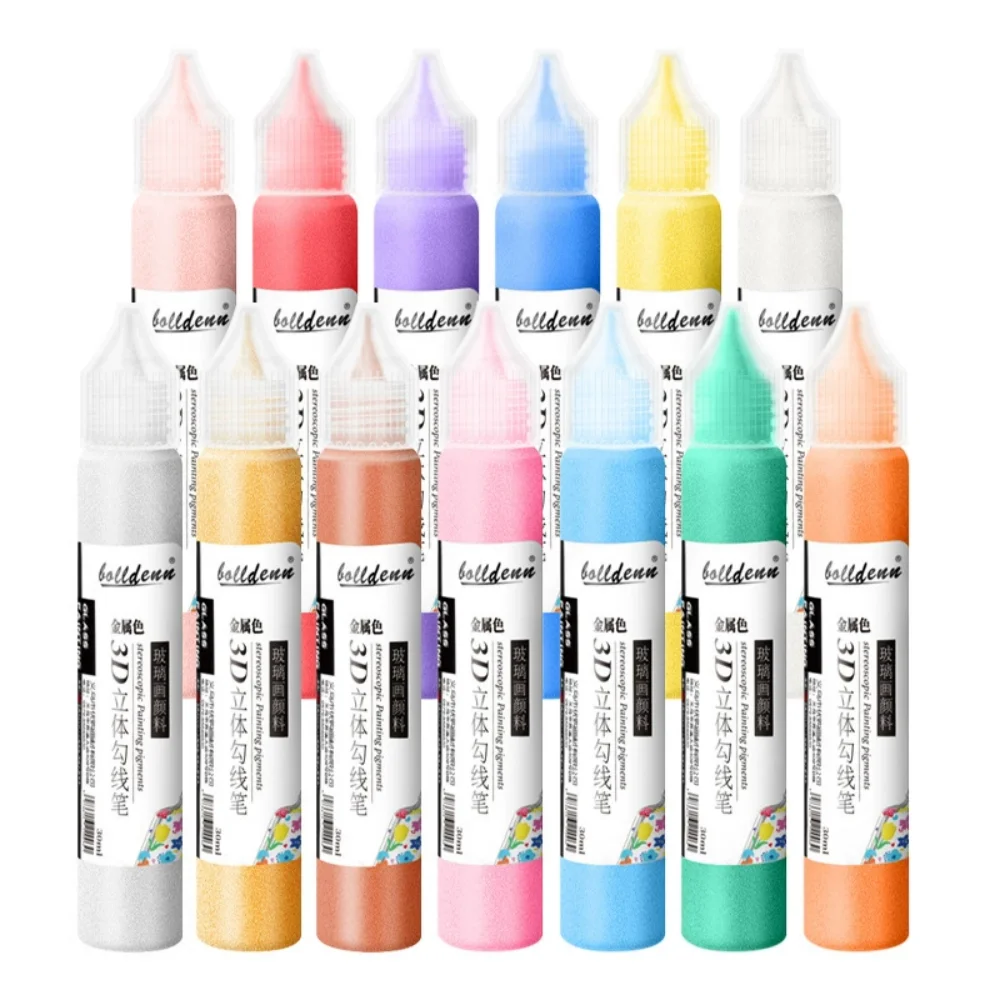 13 Colors 30ml 3D Stereoscopic Outline Art Painting Acrylic Pigment Pen for DIY Glass Paper Stones Acrylic Painting Art Supplies