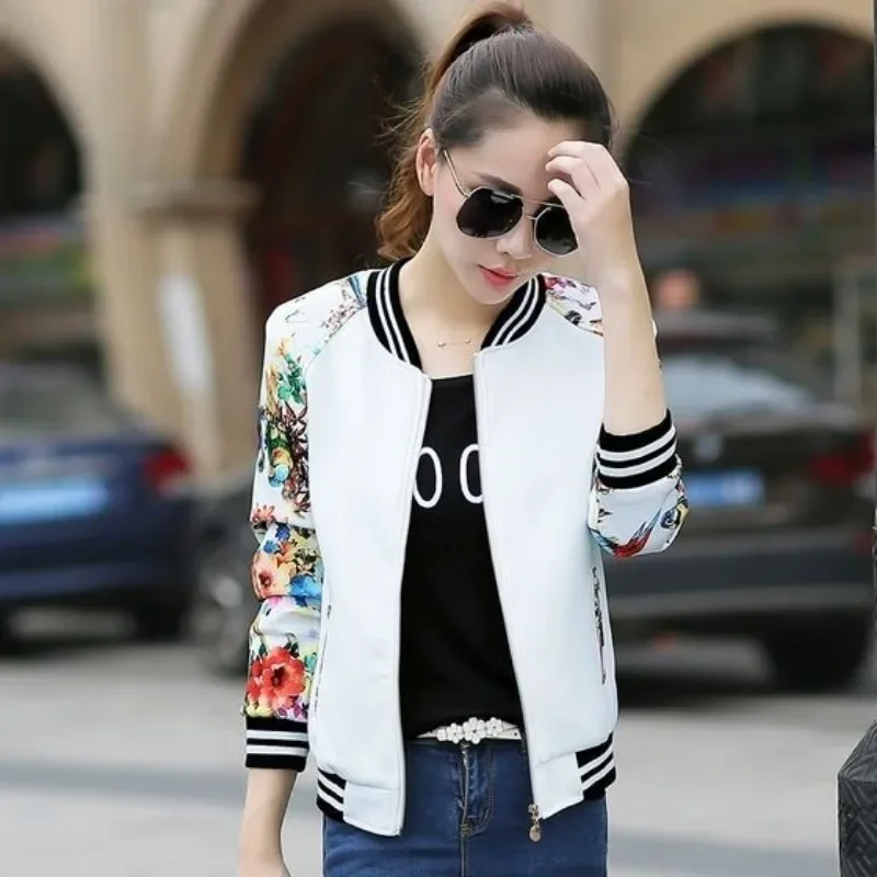 Female Baseball Aviator Coats Printing Lightweight Spring Autumn Deals Trend 2025 Women's Bomber Jackets Chic Long Sleeve Modern