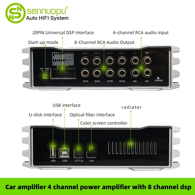 2025 X10B 8 cnannel dsp car audio processor bt 5.0 4 channel koreacar amplifiers dsp