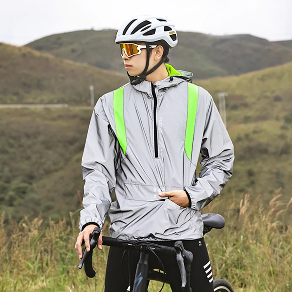 WOSAWE Full Reflective Cycling Jacket Winter Autumn Bicycle Windbreaker Bike Soft Windproof Waterproof Motorbike Jacket Men Coat